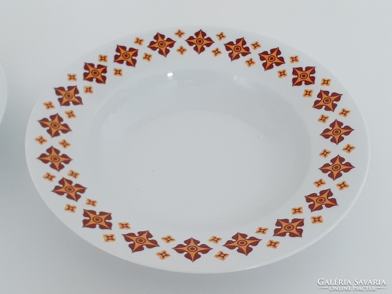 Régi 2 db Zsolnay porcelán tányér barna mintás retro