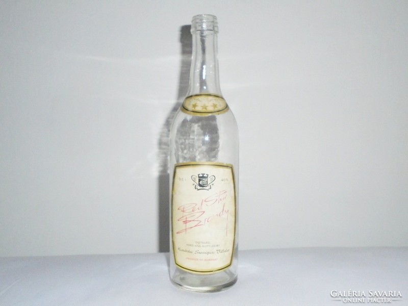 Retro glass bottle - red star brandy - Kisvárda spirits company - 0.5 L - from the 1970s-1980s