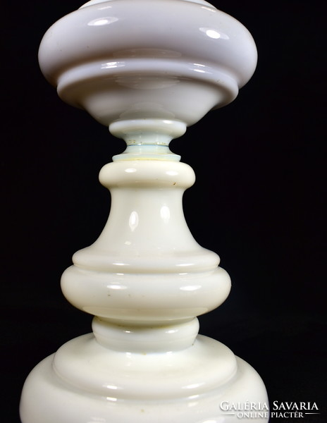 Antique oil lamp with milk glass tank!