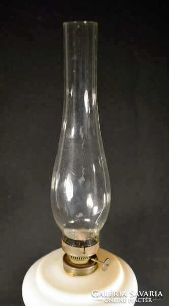 Antique oil lamp with milk glass tank!