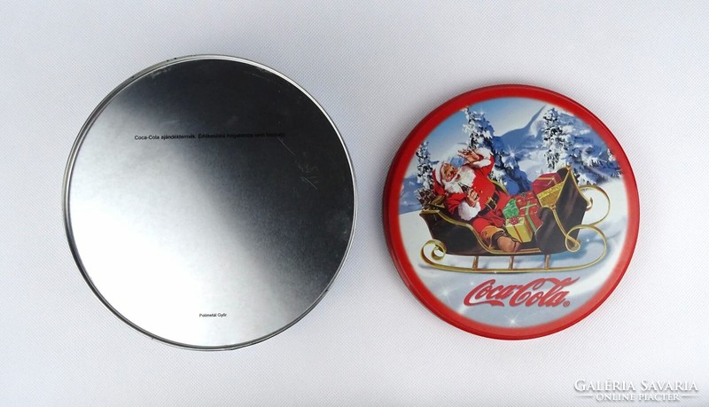 1J697 old coca-cola advertising relic Christmas biscuit box metal box