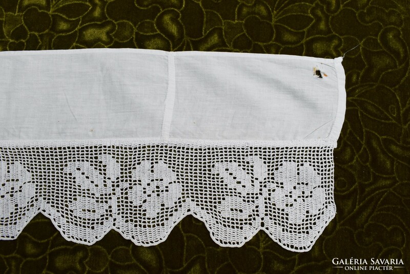 Crochet lace shelf decoration, drapery curtain tablecloth lace strip ribbon 92 x 11 cm + carrier material