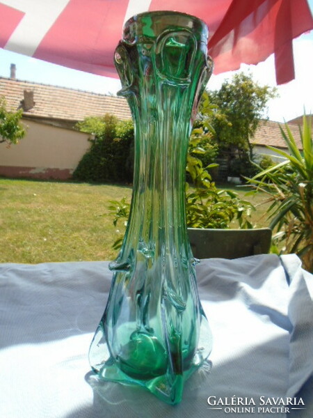 Frantisek vizner Czech glass vase stand in beautiful color spray blue color 34.3 cm