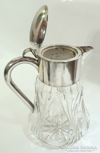 Art deco, social decanter, jug, carafe, decanter, with silver-plated fittings