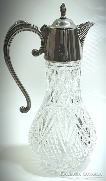 Art deco silver-plated decanter, jug, decanter, decanter with crystal glass