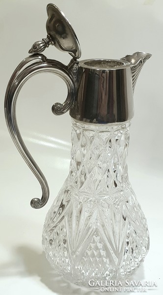 Art deco silver-plated decanter, jug, decanter, decanter with crystal glass