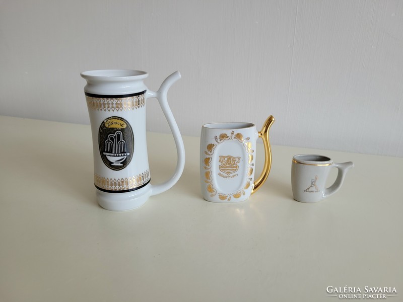 Régi 3 db csehszlovák gyógyvizes porcelán pohár kúrapohár gyógyfürdő emlék Karlovy Vary szuvenír