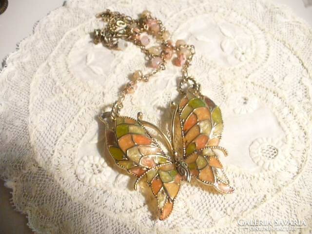 Beautiful fire enamel butterfly chain