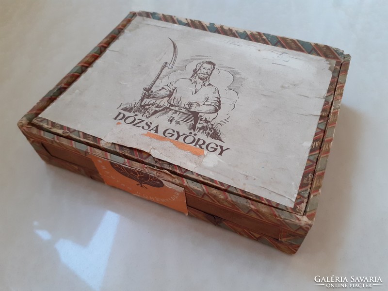 Old cigar box 1951 György Dozsa wooden cigar box Hungarian tobacco industry