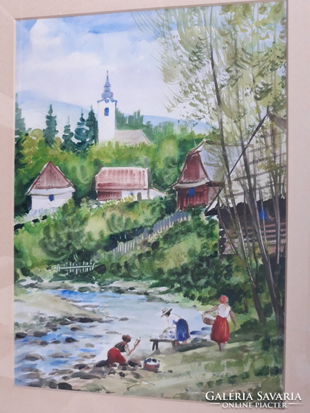 Kiss jelzéssel: Szentendre, Bükkös- patak, jelzett akvarell, 1996 l
