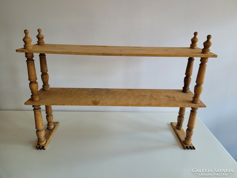Vintage régi népi fa bútor komód szekrény tálaló felső fa polc 97,5 cm