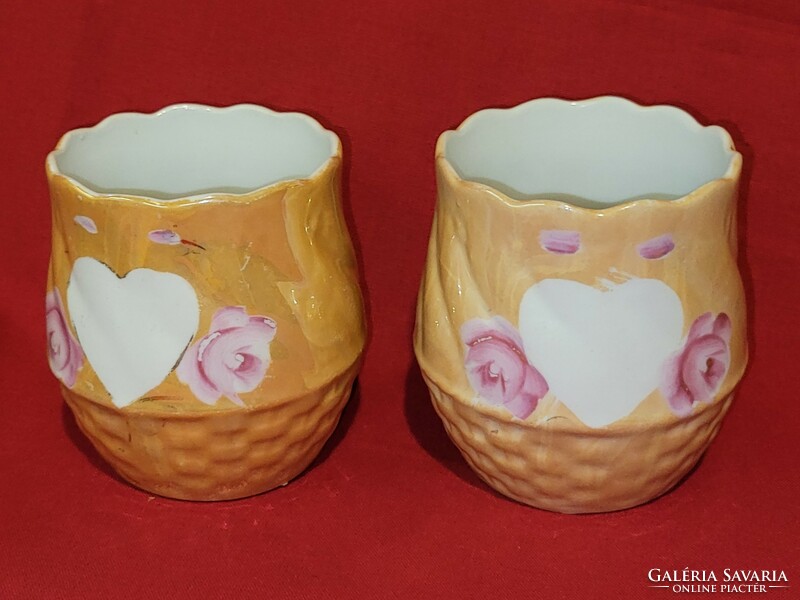 Pair of antique beautiful heart cups