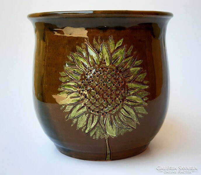 Sunflower ceramic pot - Baczko ceramics