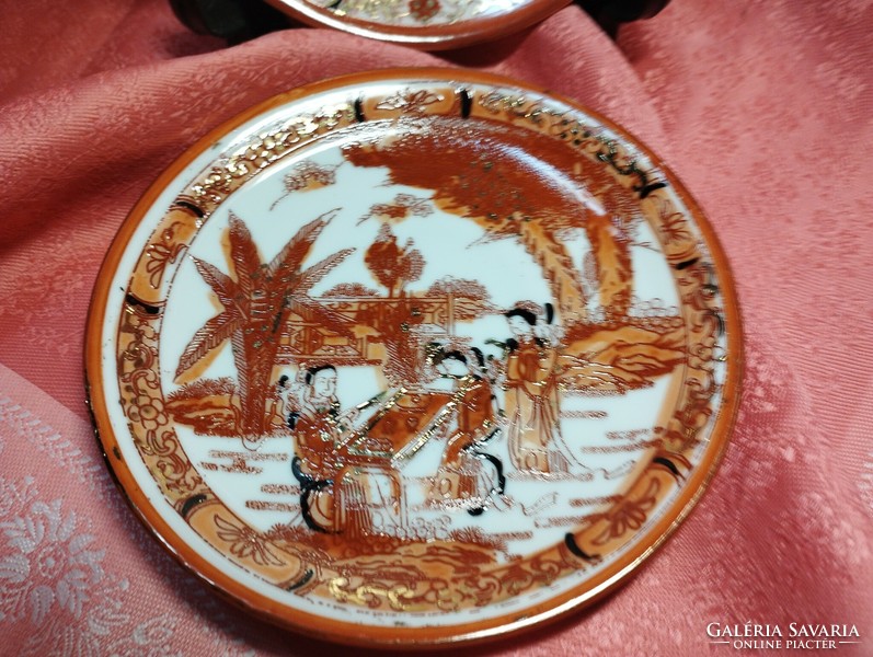 Antique Japanese porcelain saucer, hand painted, 2 pieces