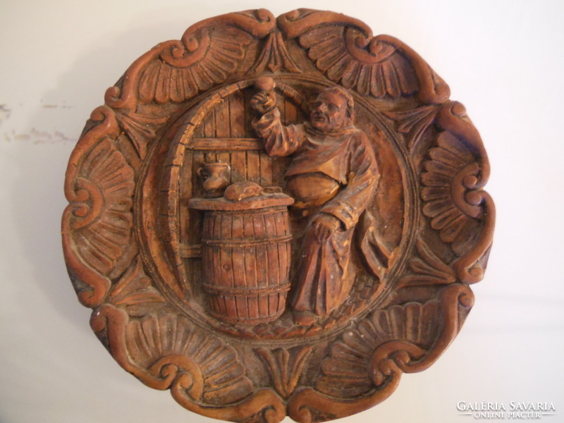 Plate - 3 d - wood - antique - 24 x 3 cm - carved - Austrian - extremely detailed - flawless