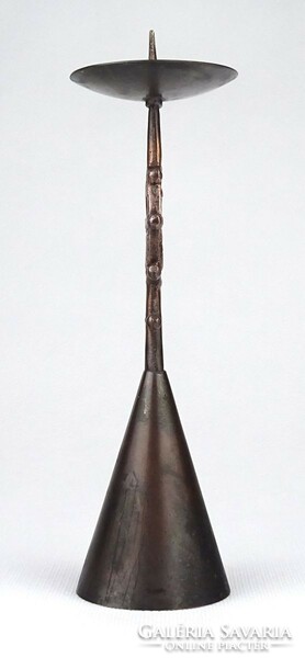 1J319 Iparművészeti Székesfehérvár díszes bronz gyertyatartó 19.5 cm