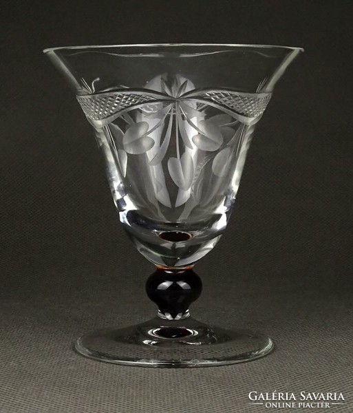 1J080 set of antique art deco base polished liqueur glass 9 cm