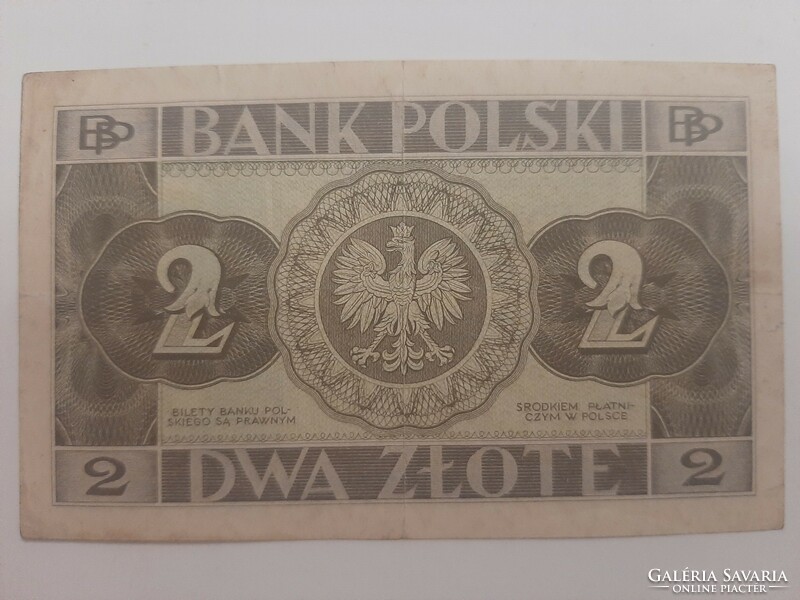 Dwa Zlote , két zlotyi , zloty , zlotych Lengyelország 1936