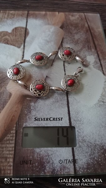 Silver bracelet/bracelet with stone inlays