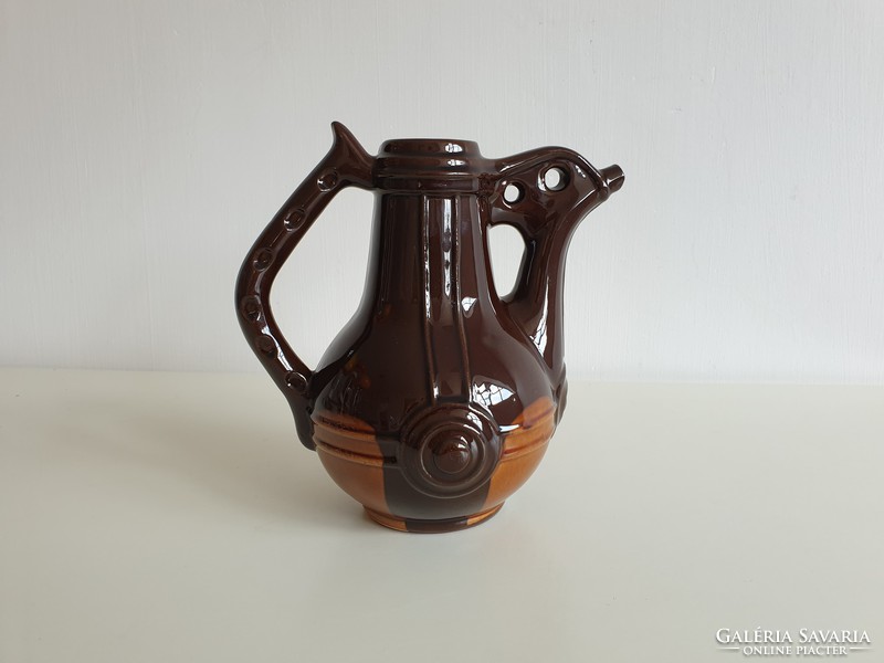Retro old ceramic jug pitcher spout