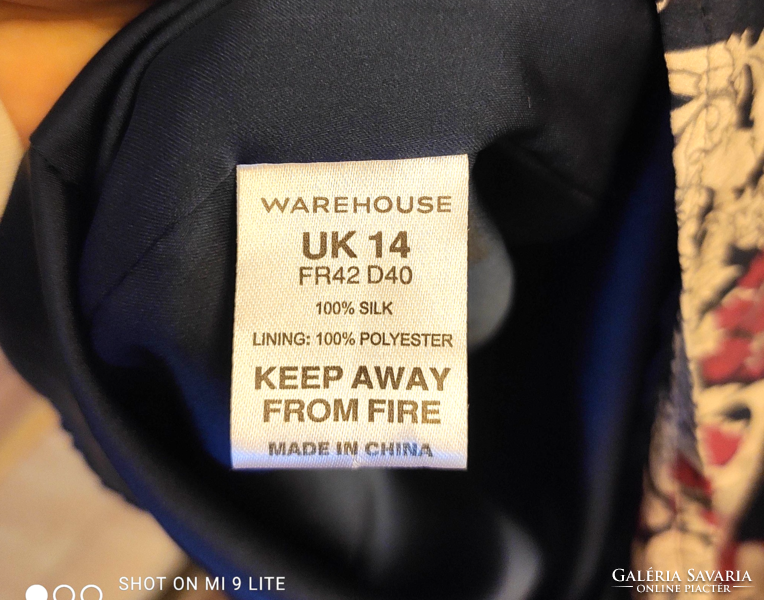 Warehouse 100% silk hernyóselyem ruha 42-es, bélelt