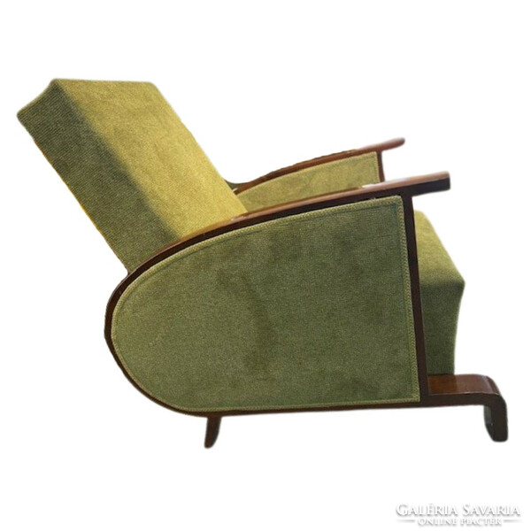 Art deco olive green armchair pair-b158
