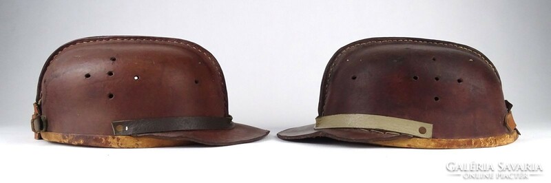 1J266 pair of antique leather miner's kobak helmets