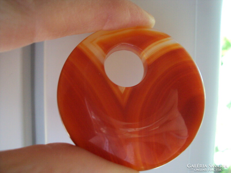 Carnelian donut 4 cm diameter pendant