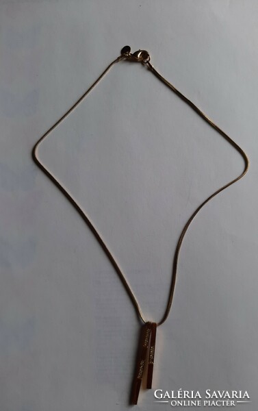M& s gold-colored women's necklace with a long stone pendant