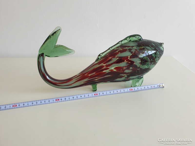 Régi retro nagy méretű üveghal üveg hal dísz díszüveg