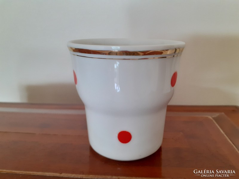 Retro Hollóházi porcelán piros pöttyös kávés csésze 1 db