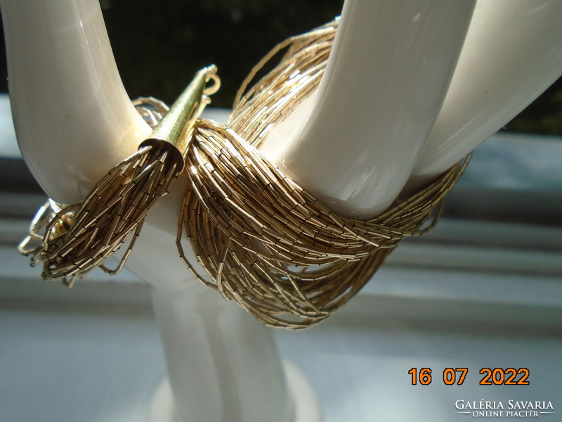 30 Rows of very thin gold-plated metal alloy tube of beads with neck blue gold-plated lock