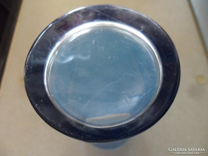 Leonardo kék üveg görbe váza, pohár