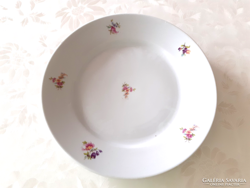 Old Zsolnay porcelain flat plate with flowers