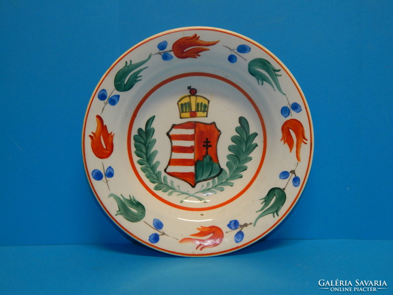 Barokk címeres hollóházi tányér kiváló állapotban