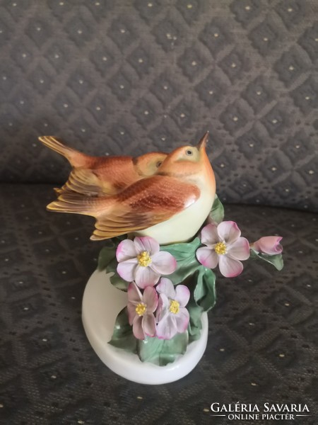 A wonderful pair of Herend porcelain birds on a flowery branch