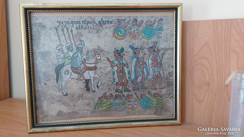 (K) Történelmi festmény Cortez 24x31 cm különleges papíron