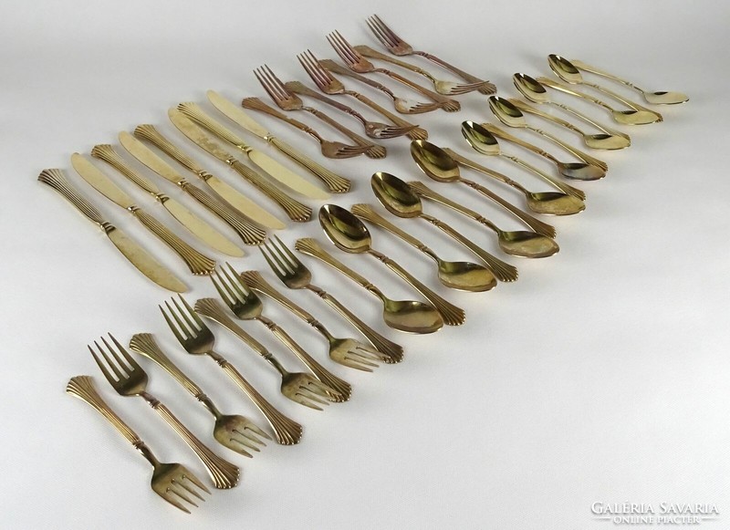 1J843 marked gold-colored cutlery set with 39 rogers stainless korea markings