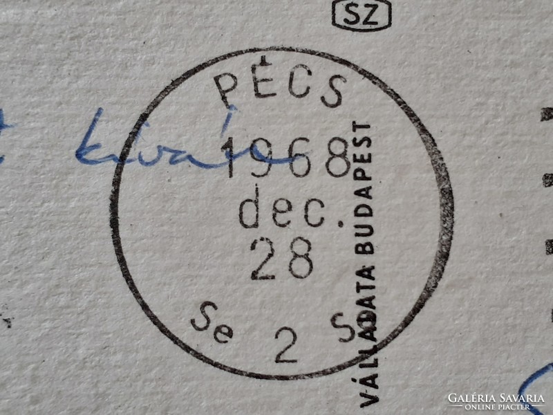 Régi újévi képeslap 1968 rajzos levelezőlap szánkózó gyerekek