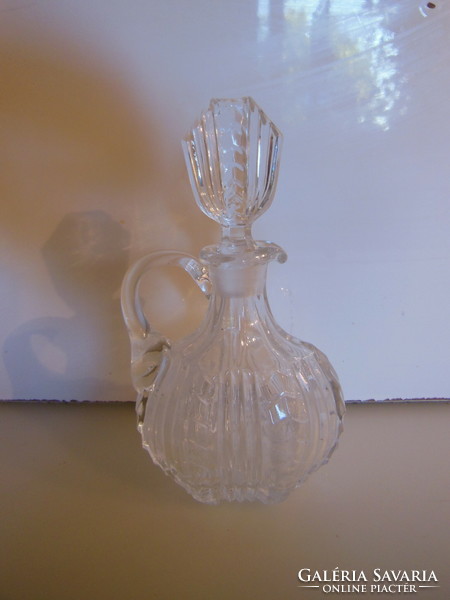 Pourer - crystal - very thick - 15 x 9 cm - 2 dl - old - vinegar - oil - flawless