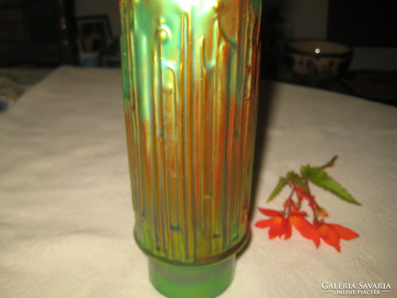 Zsolnay eozin  , kopja váza  , 7 x 21 cm