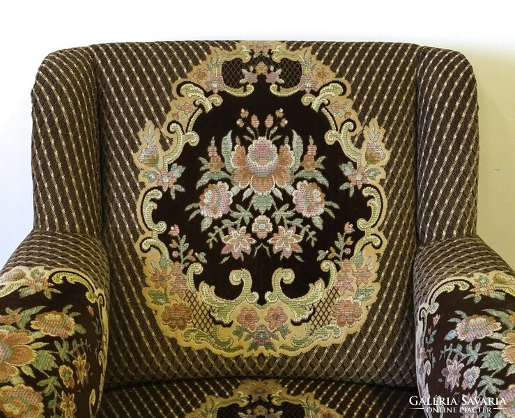 1H328 old brown upholstered armchair TV armchair