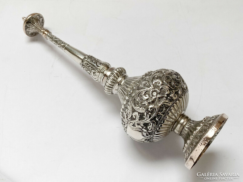 Antik indiai ezüst rózsavíz-locsoló flaska.