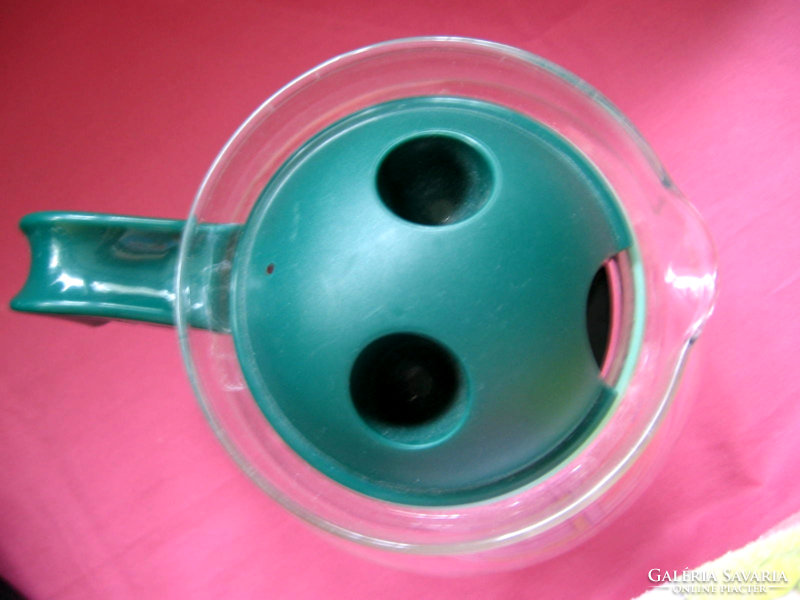 Original retro space age teapot from Jena with a large green top
