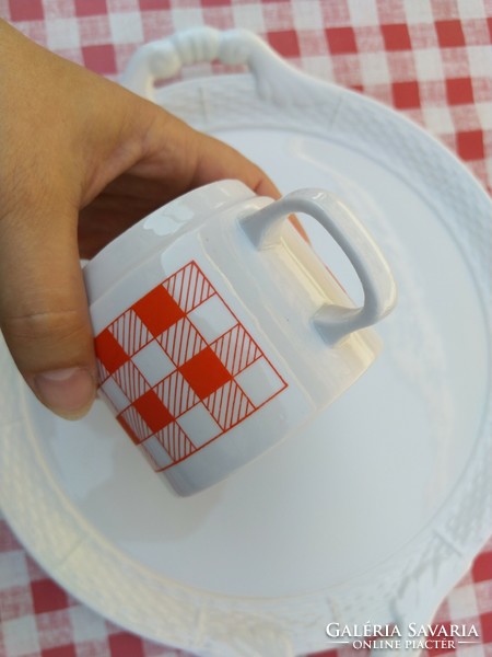 Zsolnay red square grid mug
