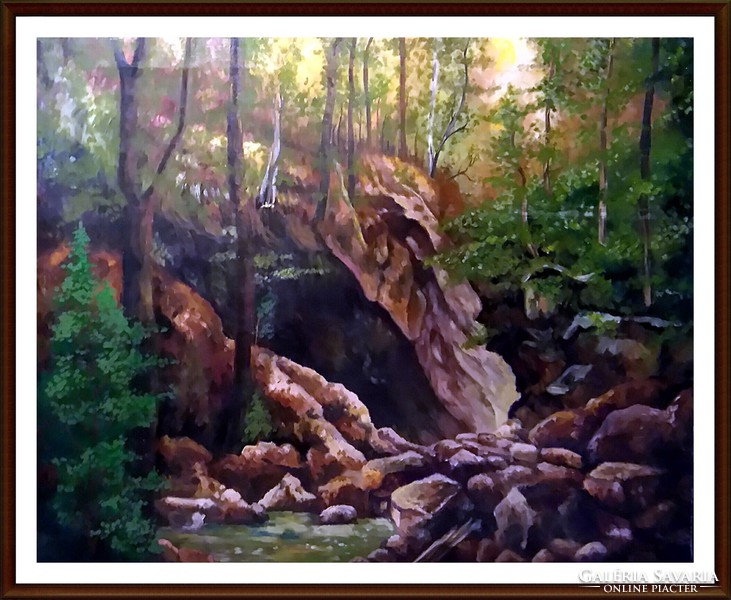 Price drop - stone collapse - signed, beautiful, large-scale oil painting