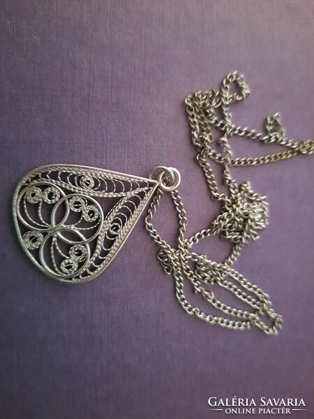 Antique silver necklace with pendant