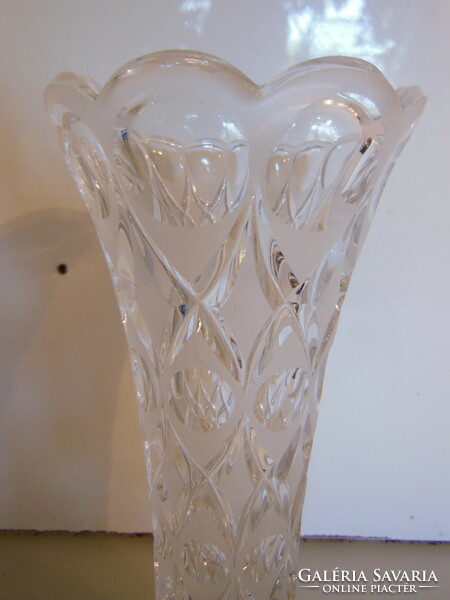 Vase - lead crystal - marked - thick - heavy - 20 x 9 cm - flawless