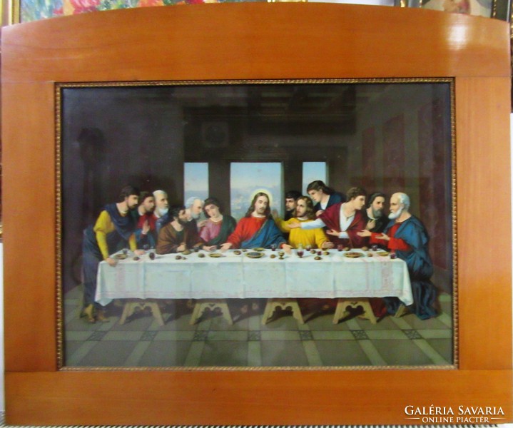 Antique holy image, last supper, print, 93 x 78 cm, 72 x 53 cm