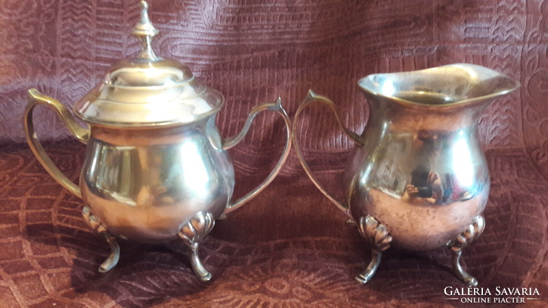 Old silver-plated teapot with accessories (m2839)